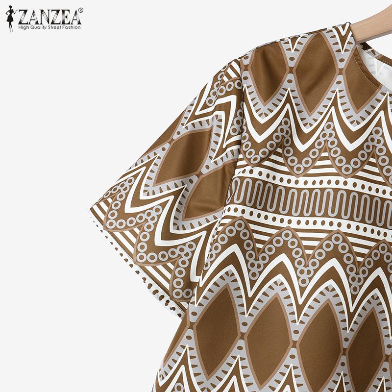 ZANZEA Women Short Sleeve Blouse and Long Skirts Summer Two Piece Suit Sets