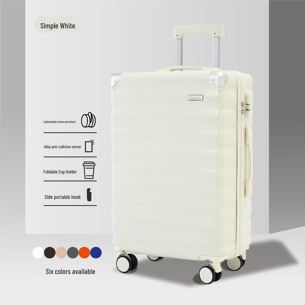 Women's 24-Inch Leather Trolley Suitcase with Universal Wheels, Sturdy and Durable, Large Capacity, 2026 Edition, with Combination Lock.