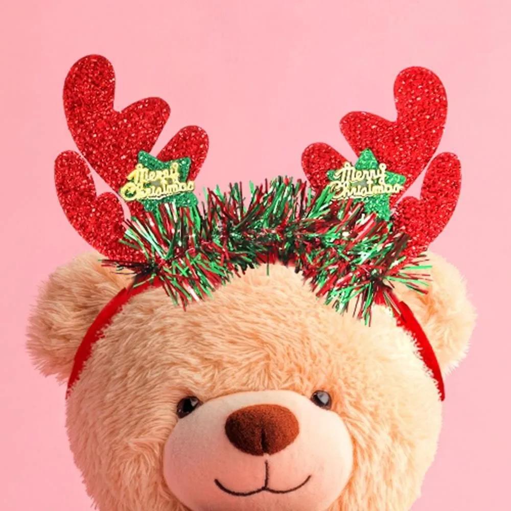 Christmas Headband Glitter Rudolph Reindeer Antlers 4-Piece Party Hat Christmas Party
