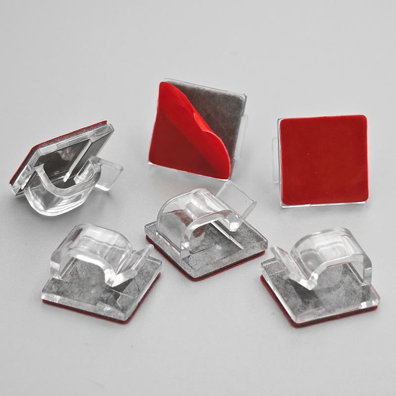 R-Shaped Self-Adhesive Cable Management Clip - Transparent, No-Punch Wire Pressing Clip