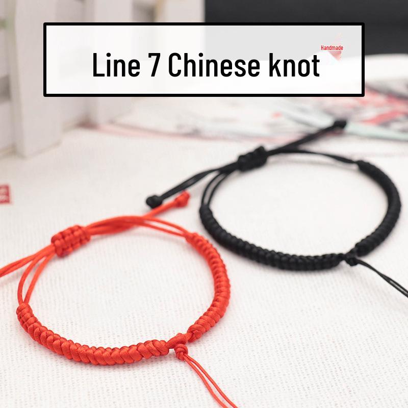 Zodiac Red Rope Diamond Knot Bracelet with Beads and Peace Buckle for Couples