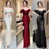 High-end Fishtail Evening Dress New Female Banquet Temperament Host Heavy Industry Sequined Long Dress Summer