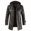 2026 Men's Mid-Length PU Leather Jacket, Korean Style, Plus Size, Youth Outerwear
