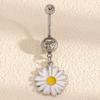 Stylish Fruit & Flower Enamel Belly Button Ring with Rhinestones - Cute Stainless Steel Piercing Accessory for Girls