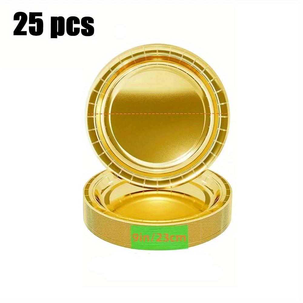 

Золотые бумажные тарелки (25 шт./набор) – Одноразовые тарелки 9 дюймов, Идеально подходят для торта, десерта, повседневной еды, дней рождения и званых ужинов 25pcs