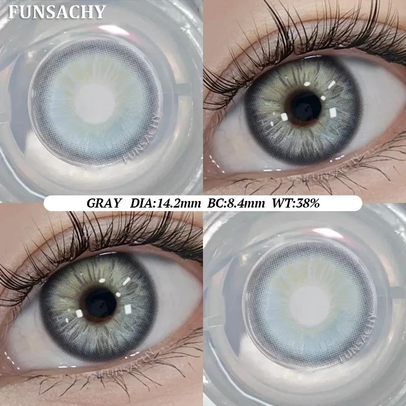 FUNSACHY Color Contacts 1Pair Natural Brown Korean Big Eye Contact Lenses for Eyes Beauty Gray Pupils Colored Soft Lens Yearly