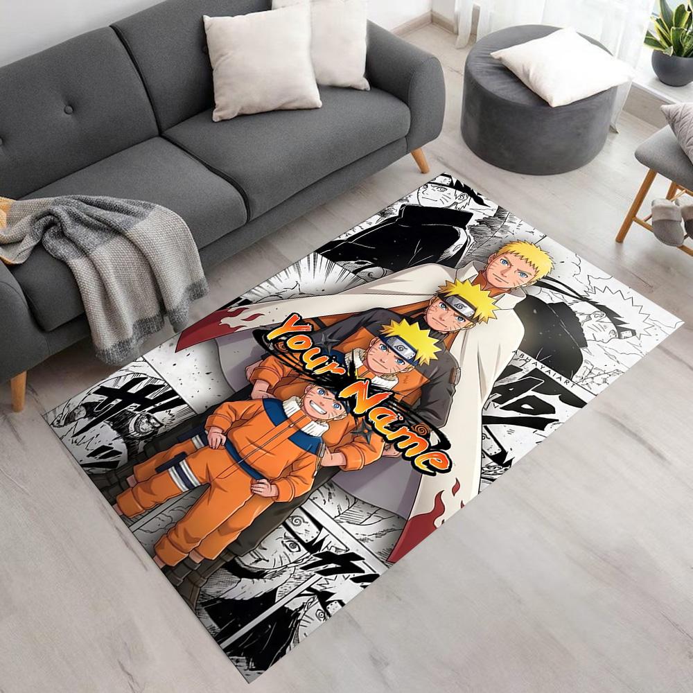Naruto Character Personalized Text Area Rug Suitable for Outdoor Study room Living Rooms Foyer Anti-slip Rug Anime Office Decor Best for Christmas