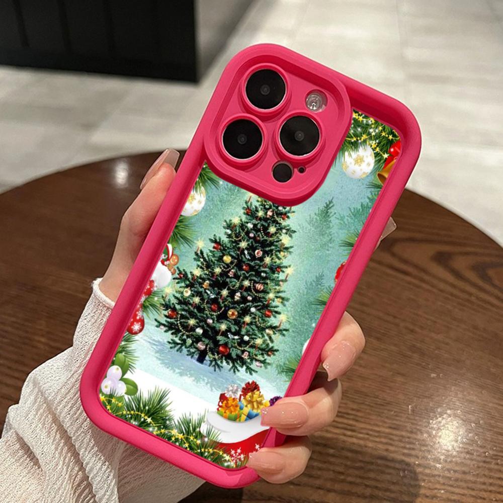 Ae121 Merry Christmas Santa design art Phone Cases for iPhone 16 14 13 11 Pro Max 15 7 8 6 Plus 12 mini XR XS Max SE Angel Eye Ladder Protective Cover
