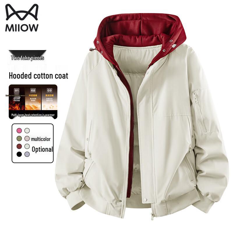 

M-R Men s Faux Two-Piece Hooded Padded Jacket M