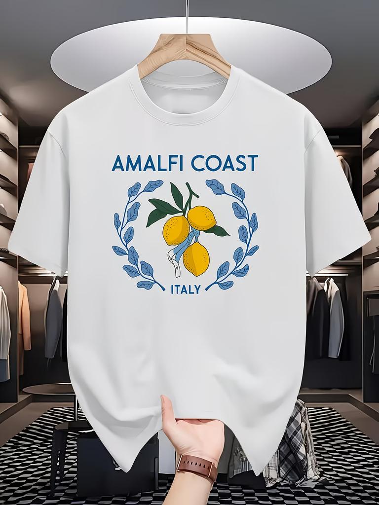 Amalfiküste Italien Zitrone Grafik T-Shirt Unisex Unisex Sommer Kurzarm Mittelmeerurlaub Lässige Mode T-Shirts Streetwear