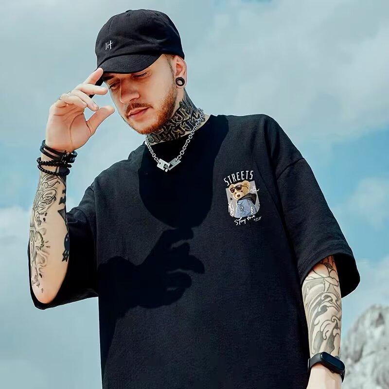 Men's Oversized Teddy Bear Graphic T-Shirt, Trendy Brand, Loose Fit, Short Sleeve, Plus Size Up to 8XL, Unisex