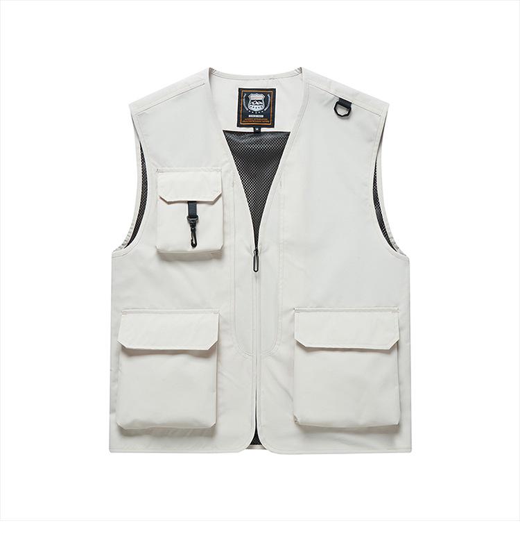

Men s Outdoor Multi-pocket Vest - Casual, Versatile, Plus Size, Lightweight, Customizable for Fishing & Photography L бежевый