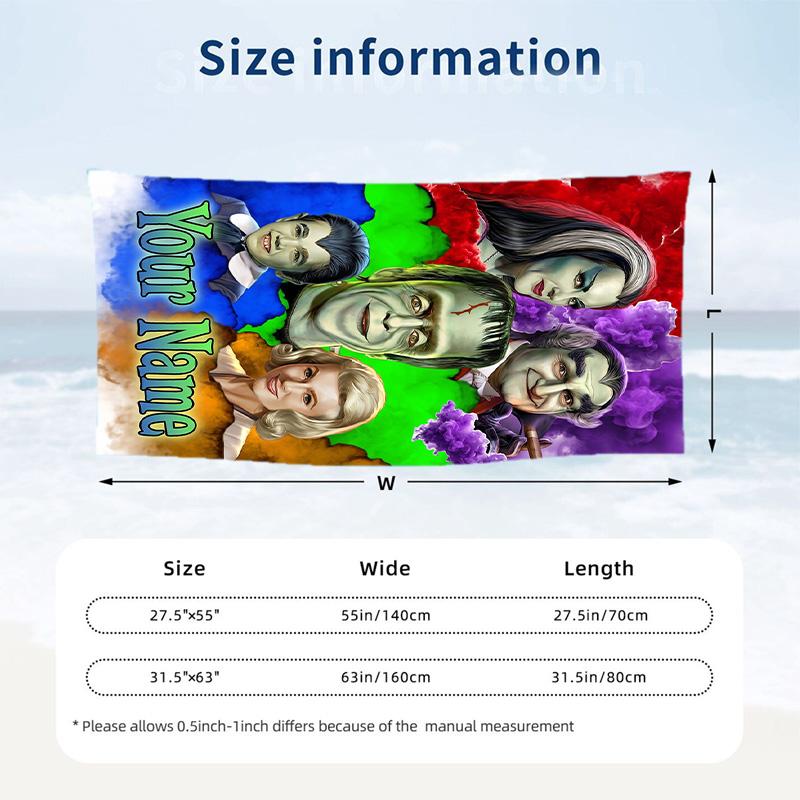 Beach Towel Custom Name Text, Quick Dry Large Towel For Beach HomeThe Munsters