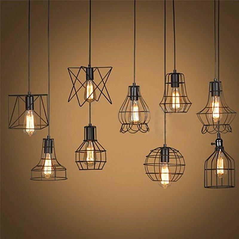 Chandelier Simple Fashion Retro Indoor Industrial Wind Bar Small Iron Lamps Cage