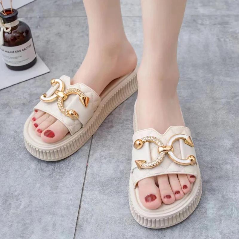 Мода Новая Мода Женские Тапочки Лето Женские Тапочки Для Дома Улицы Вьетнамки Пляжная — фото 2