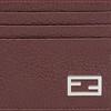 Fendi Palladium Finish Metal FF Accessory Leather Card Holder Men Card Holder Burgundy 7M0164-AJF6-F1HRV