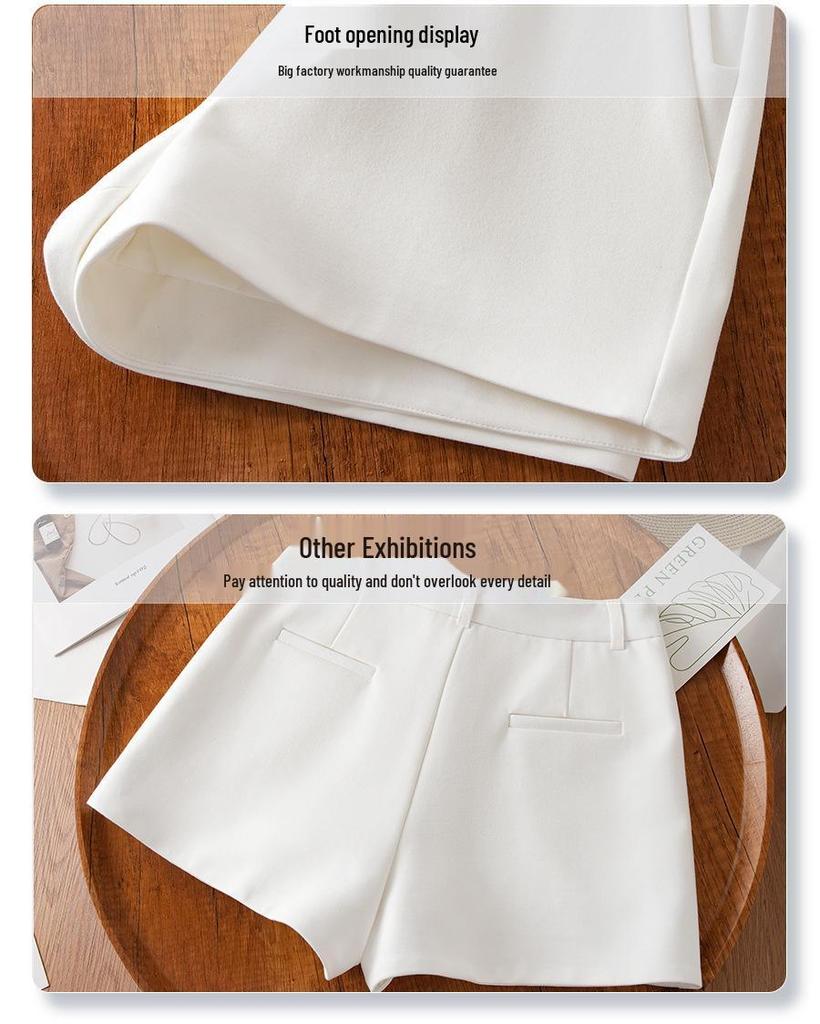 Women's Khaki Summer Suit Shorts, Thin Casual Loose Fit, Three-Point Design, Slimming Petite Hot Pants for 2025.