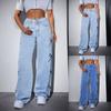 Gedrukte Vlinder Hoge Taille Losse Rechte Pijp Jeans Straatstijl Casual Jeans