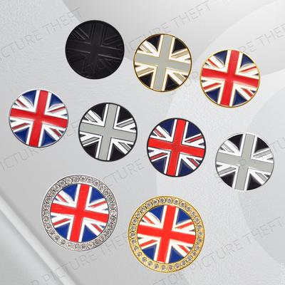 1Pc Metal Alloy Diamond Inlaid Style Union Jack British Flag Logo Car Trunk Fender Sticker Side Emblem Badge Decorative Accessories
