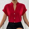 YYFS Women's Fashion Casual Summer Solid Color Print Short Sleeve V-Neck Blouses & Shirts