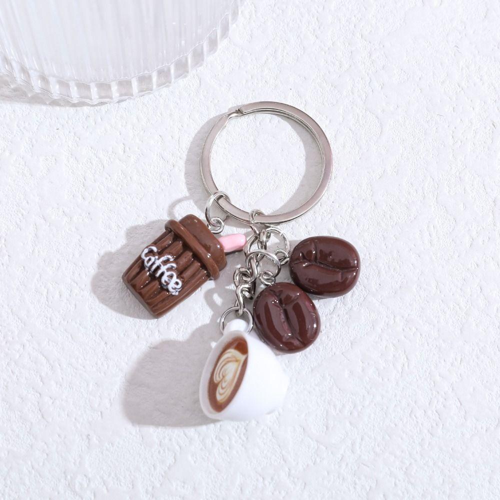 2PCS Mini Size Coffee Cup Keychain Coffee Shape Bag Pendant Mini Keychain Pendant  For Backpack