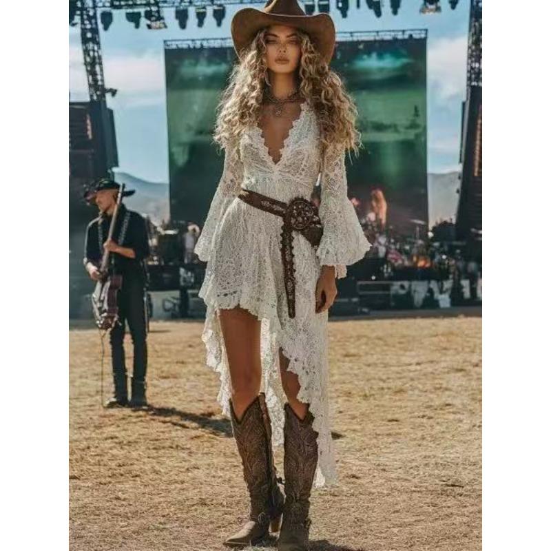 Abito in Pizzo Irregolare da Festival Western Vintage