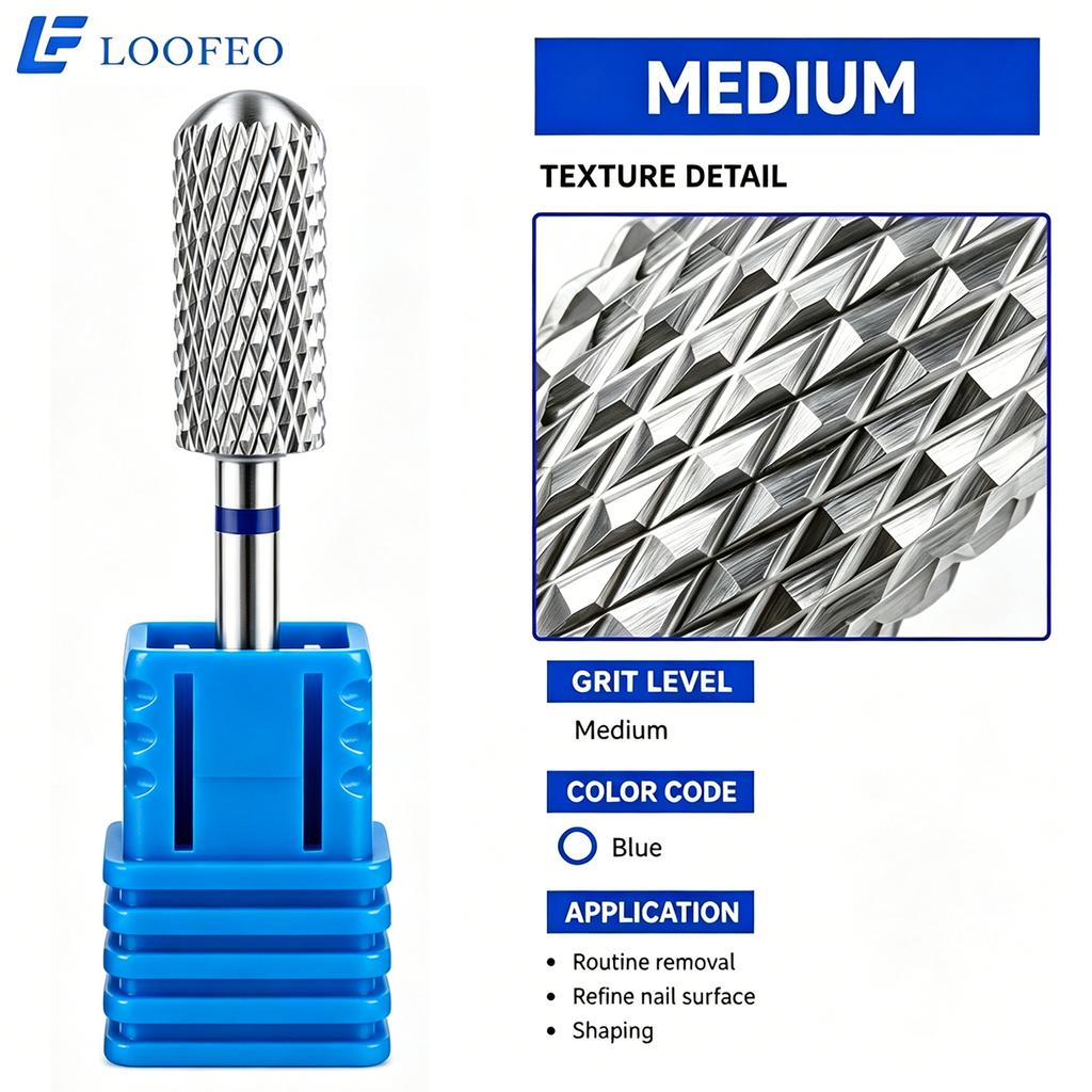 1pc Round Top Cylinder Nail Drill Bit Nail Milling Cutters Stainless Steel Nail Bits for Acrylic Gel Removal Nail Shaping Manicure E File Salon Tool