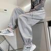 Gray sweatpants women's spring and autumn loose velvet tied feet new high-waisted and thin casual windproof sweatpants