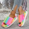 Fashion 2025 New Women Slippers Lightweight Indoor Slides Women Open Toe Flat Heel Warm House Shoes Fashion Mix Color Fur Slippers Women