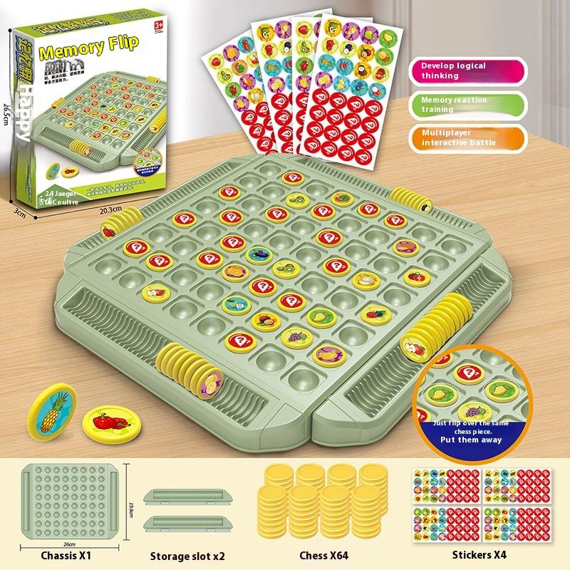 1 Set Pensiero Logico Cognitivo Giocattoli Interattivi Genitore-Figlio Scacchi a Capovolgimento di Frutta Sfida di Abbinamento della Memoria Gioco di Scacchi