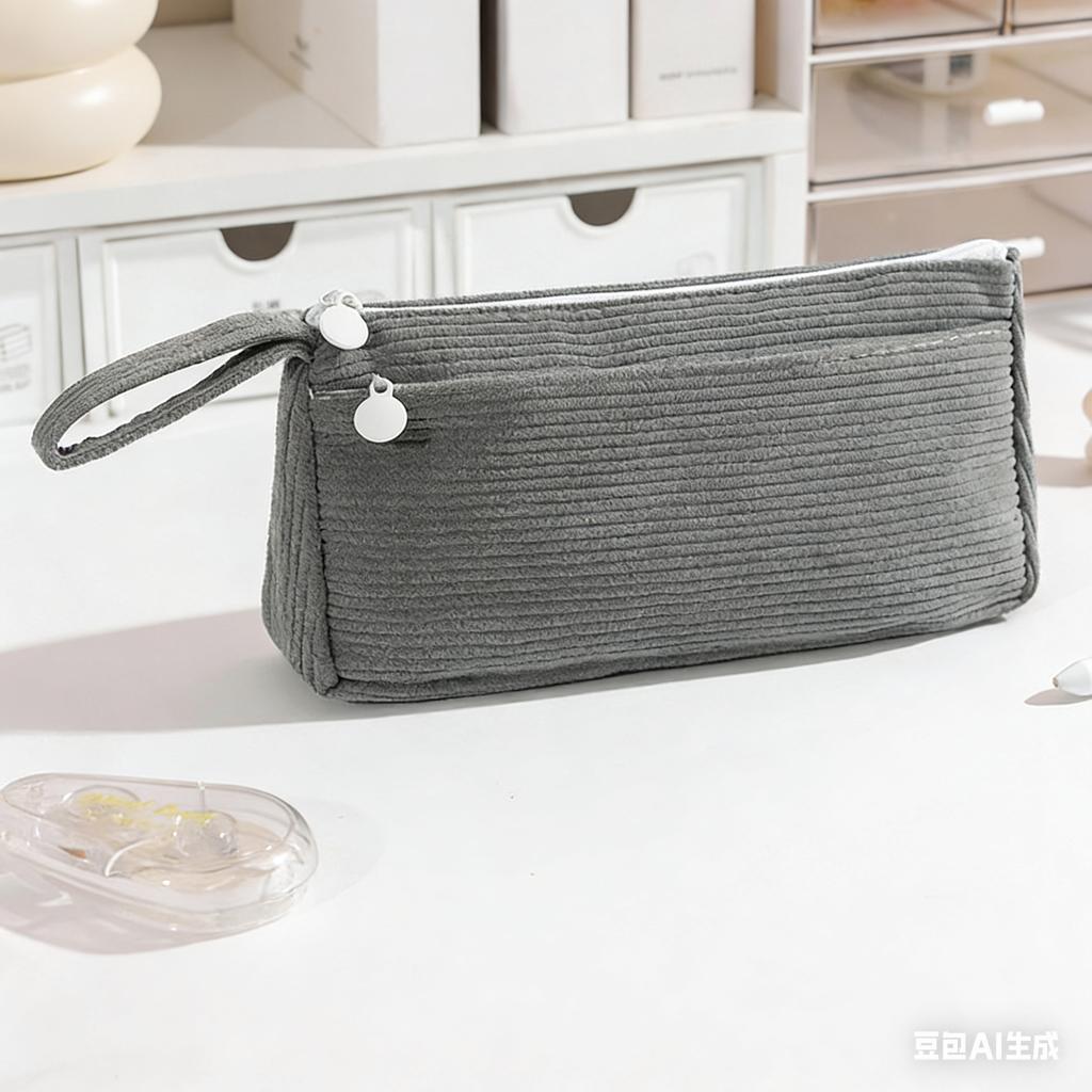 Casual Korean Style Large-Capacity Corduroy Pencil Case Students' Cute Pure Color Pencil