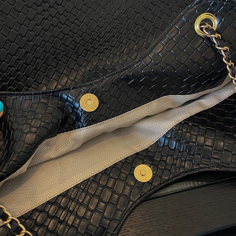 Woven Pattern Tote Bag Large Capacity PU Chain Bag Women's Shoulder Bag