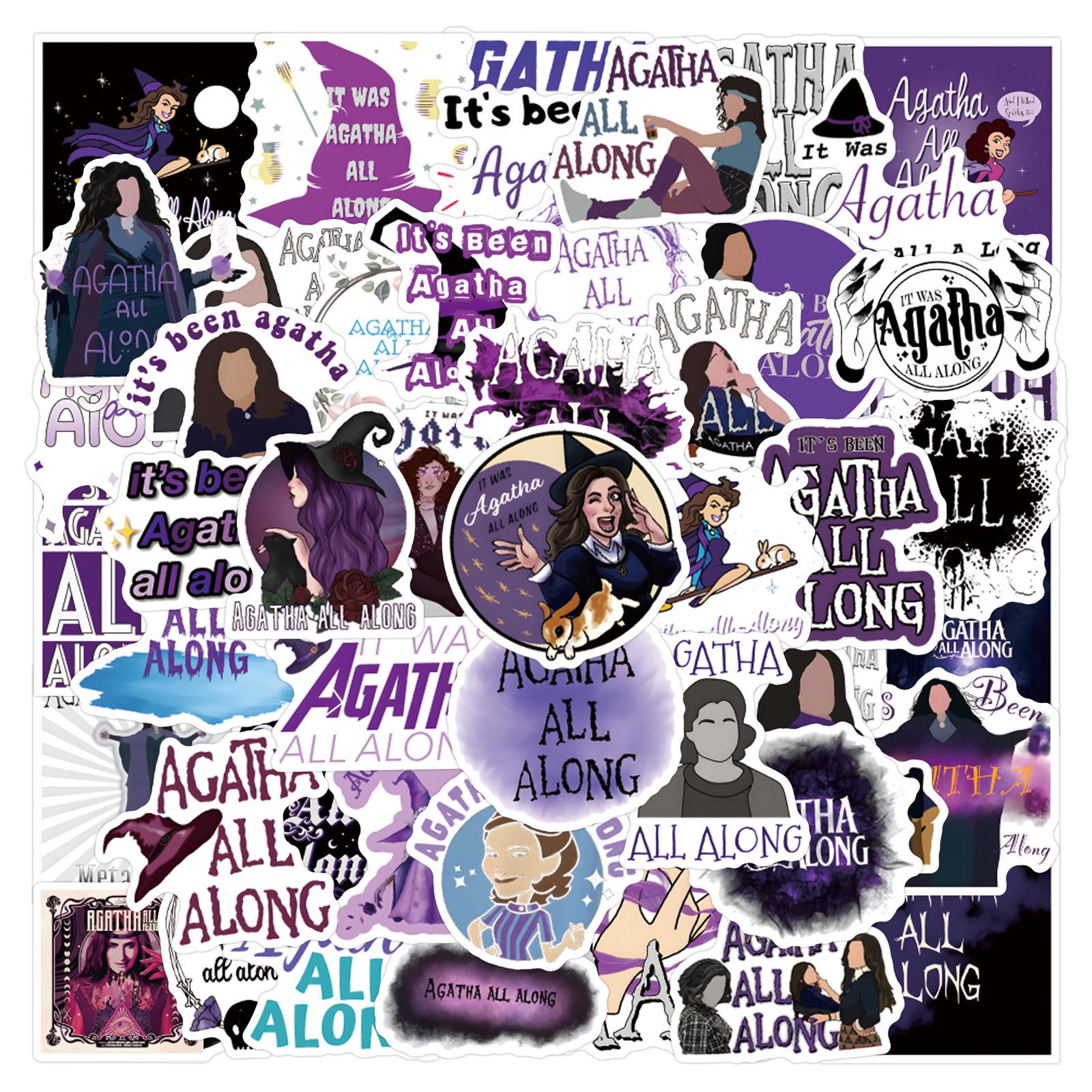 50 Agatha All Along Graffiti Stickers: Cute Creative Cartoon for Water Cups & Notebooks
