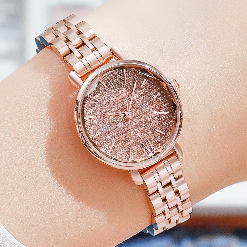 Fashion High-Value Steel Belt Quartz Watch Women'S Light Luxury High-End Small Plate Stainless Steel Waterproof Watch