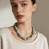 European American Light Luxury Simple Colorful Beaded Necklace High Grade Multi Layer Stackable Retro Literary Jewelry For Women