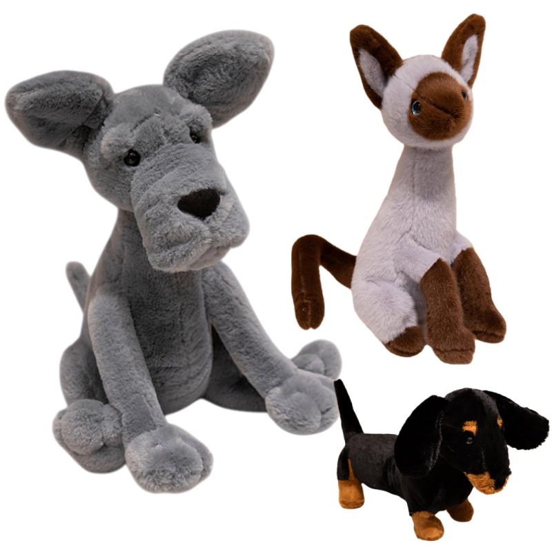 Popular Cuddly Lifelike Siamese Cat/Dachshund/Great Dane Plush Toys Soft Comfy Huggable Doll Nice Companion For Children Kids