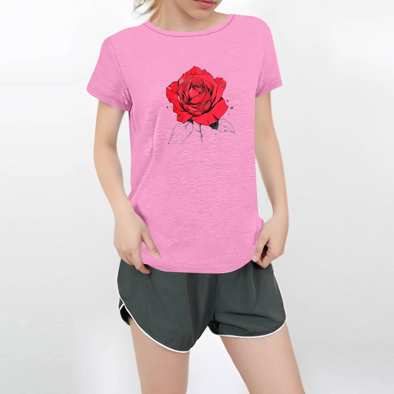 

Женская повседневная футболка с круглым вырезом и короткими рукавами с принтом XXXL розовый