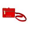 Jet Set Letter Logo Zipper Closure Textured Neck Bag Leather Card Holder Women's Red Red