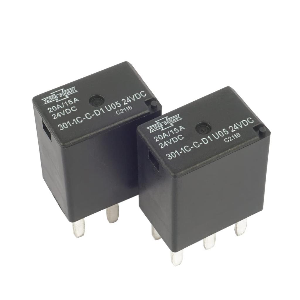 (Pack of 2) 301-1C-C-D1 U05 24VDC Automotive Power Relay 5 Pins with SPDT Flux Tight