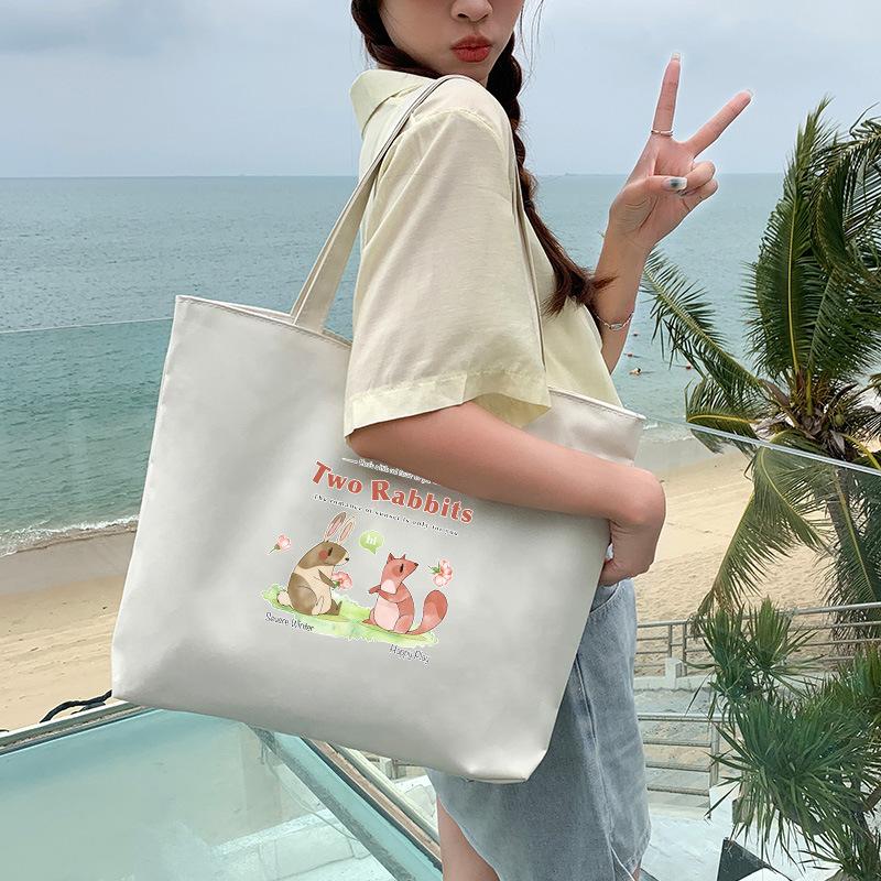 Canvas Bag Women'S Shoulder Handbag Student Tote Bag Large Capacity Hand Carry Canvas Bag