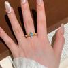 Retro Blue Tear Crown Water Drop Ring - Vintage Chinese-Style Adjustable Women's Index Ring