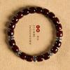 Authentic Small-leaf Rosewood Finely Crafted Straight-cut Barrel Beads Rosewood Bracelet with Micro-inlaid Colored Diamonds, Vintage Style for Men