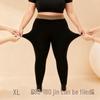 Plus Size Women's Fleece-Lined High Elastic Leggings – Black, Warm, Nine-Point, for Autumn/Winter