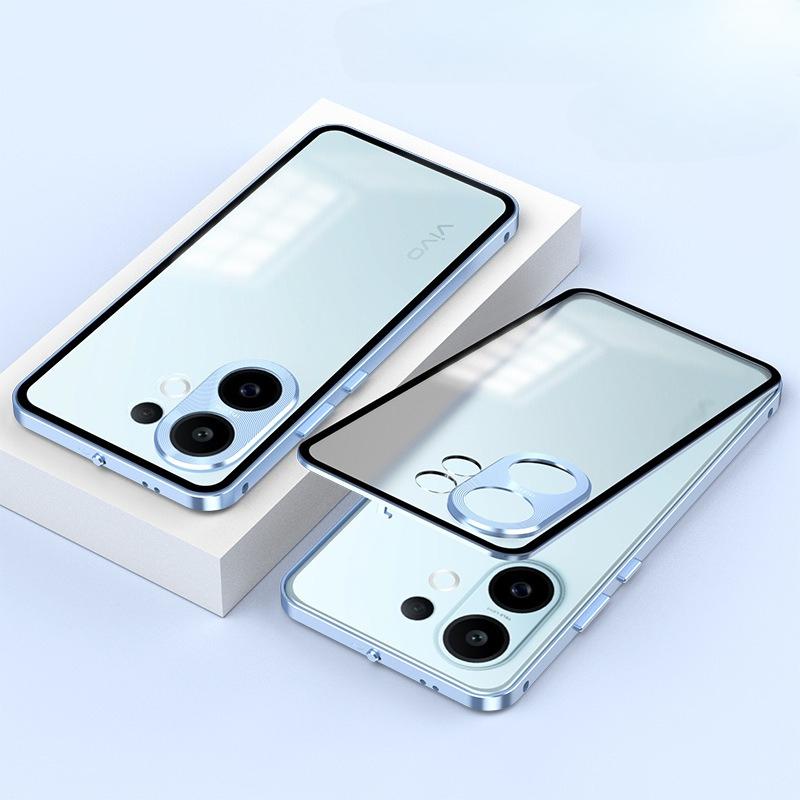 

Противоударный Жесткий Чехол Для VIVO X200 FE Металлический Бампер из Алюминиевого Сплава + Задняя Крышка из Закаленного Стекла Для VIVO S30 Pro Mini S 30 For VIVO S30Pro mini синий