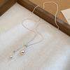 Retro Bow Flower Tiger's Eye Stone Water Drop Necklace Clavicle Chain Cold Wind Necklace Women