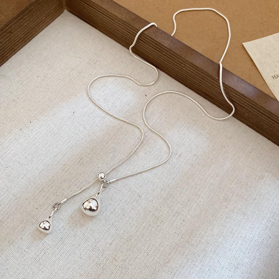 Retro Bow Flower Tiger's Eye Stone Water Drop Necklace Clavicle Chain Cold Wind Necklace Women
