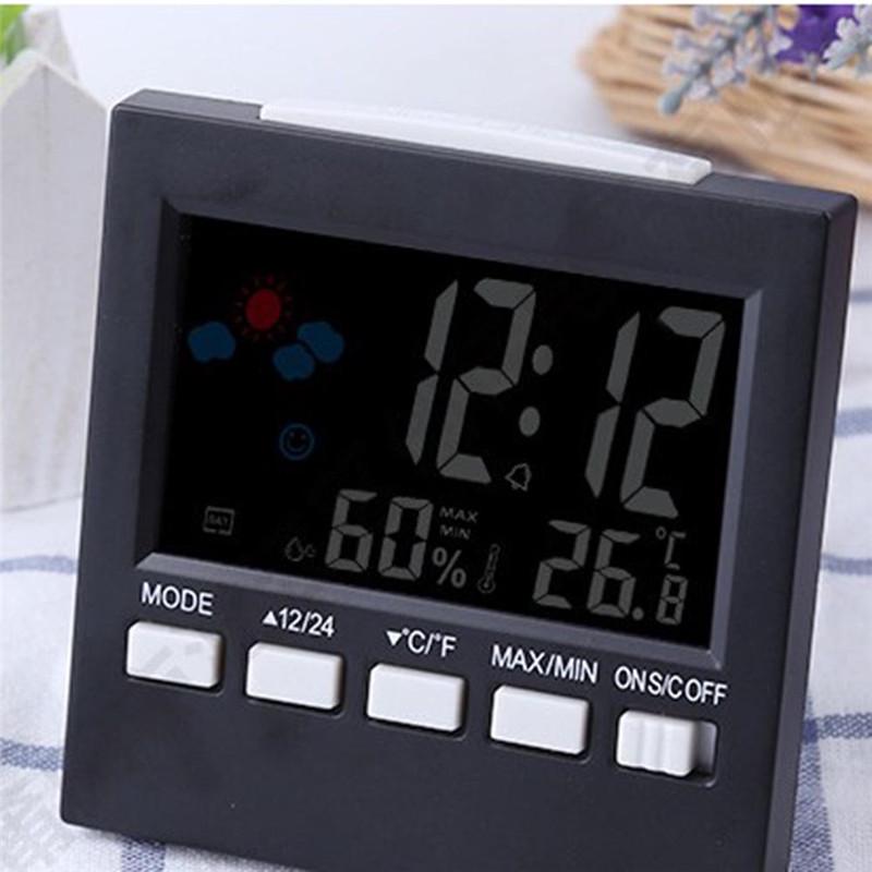 Voice Control LCD Screen Thermometer Clocks Indoor Humidity Monitor Electronic Digital Display Clock