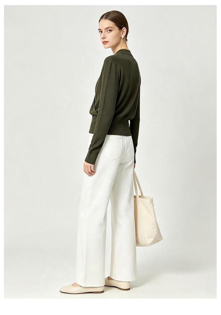 Xin Ge Women's Wool-Blend V-Neck Sweater - Slimming Autumn Knit