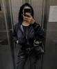 Alyss Plain Pigment Sweat Crop Zip-Up Hoodie [Washed Black]