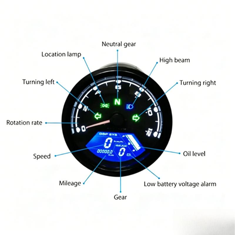 Motorcycle Universal LCD Digital Tachometer Speedometer Odometer Waterproof Gauge For Cafe Racer 2 - 4 Cylinders